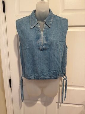 Rag & Bone Light Blue Denim Top with Collar